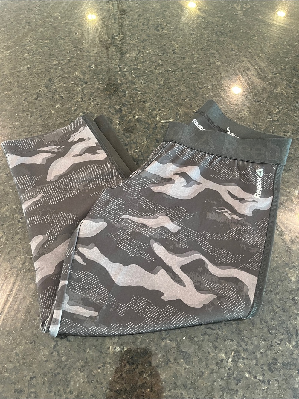 Reebok Gray & Charcoal Camo Performance Leggings